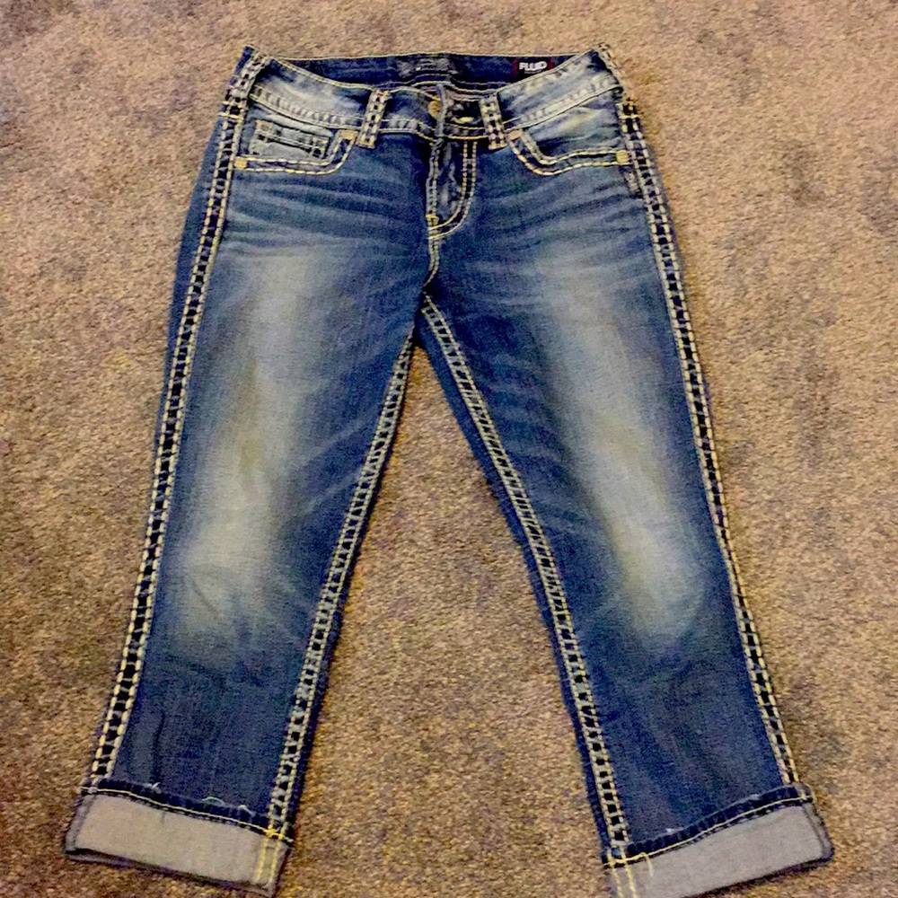 Silver fluid denim suki Capri